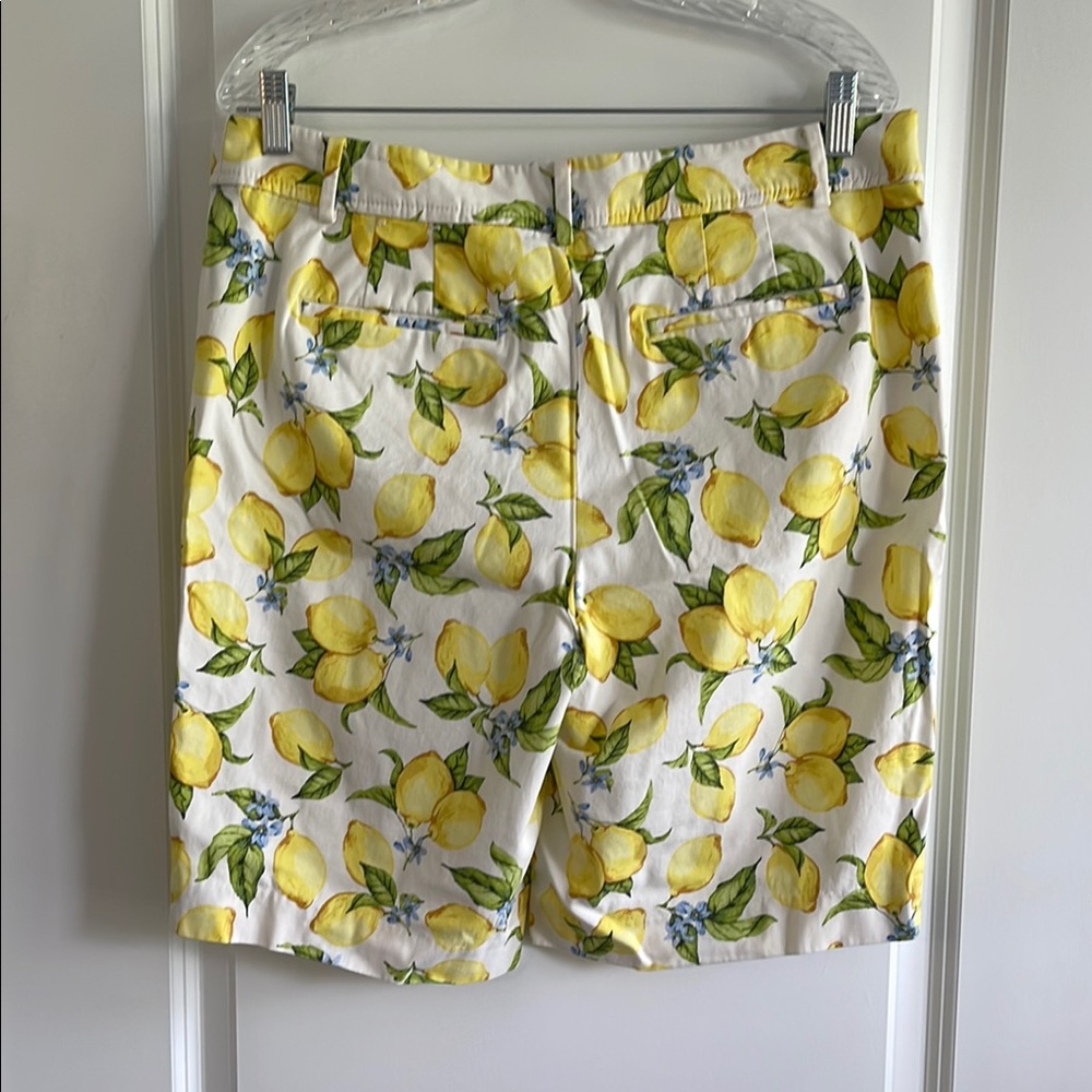 Talbots Yellow and White Bermuda Shorts Vibrant Lemon Print - Picture 2 of 3